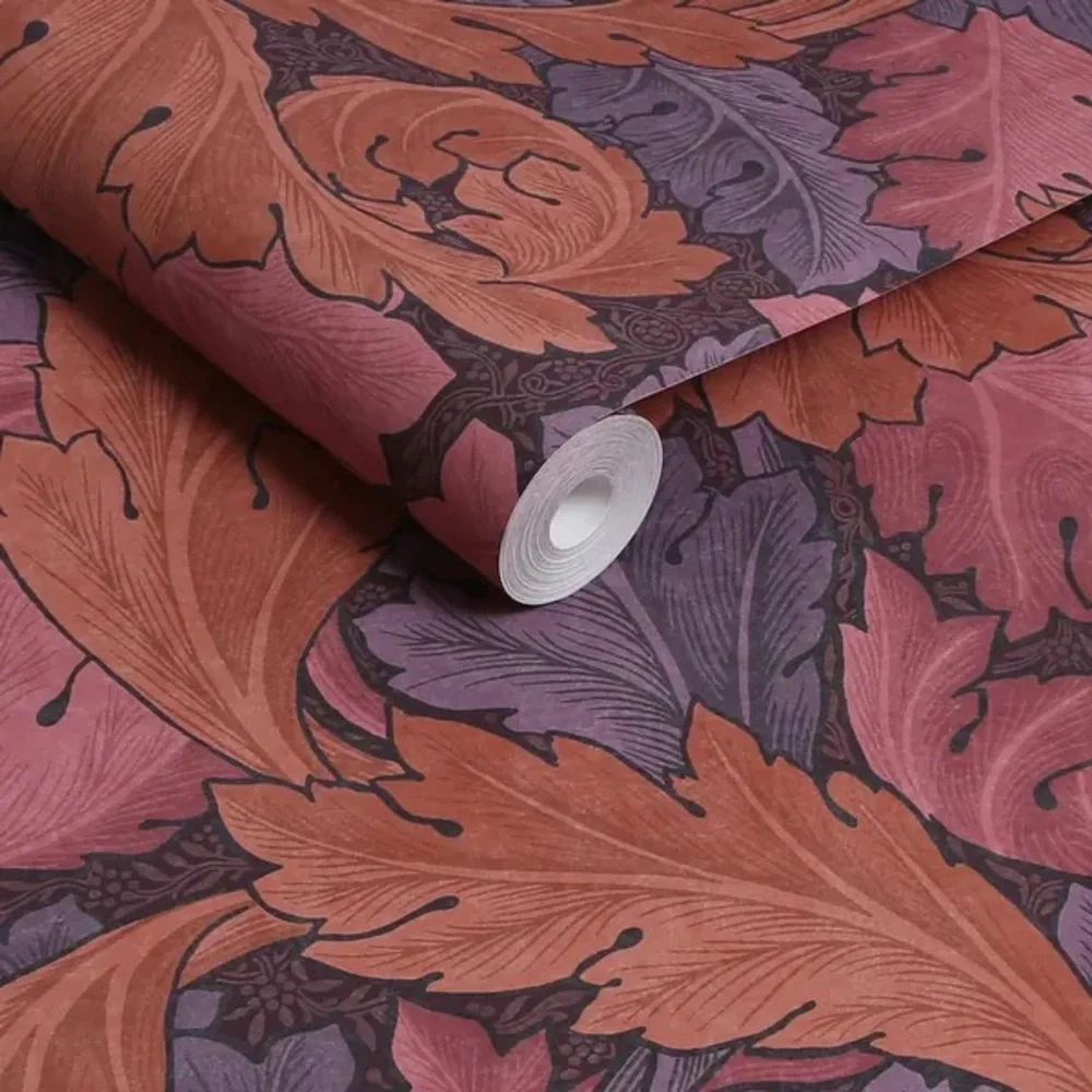 NEW William Morris Acanthus Plum Wallpaper (1 roll)
